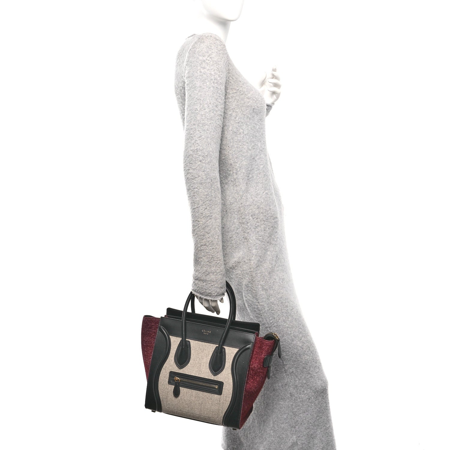 Celine Felt Smooth Calfskin Micro Tri-Color Luggage Brown Black 2 of 9