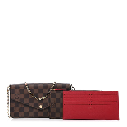 Louis Vuitton Damier Ebene Pochette Felicie Chain Wallet 1 of 9