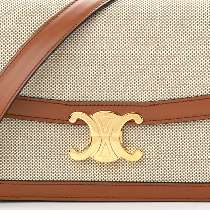 Celine Textile Calfskin Classique Triomphe Bag Natural Tan 9 of 11