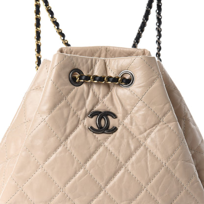 Chanel Aged Calfskin Quilted Gabrielle Backpack Beige Black 9 of 9