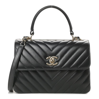 Chanel Lambskin Chevron Quilted Small Trendy CC Dual Handle Flap Bag Black 1 of 11
