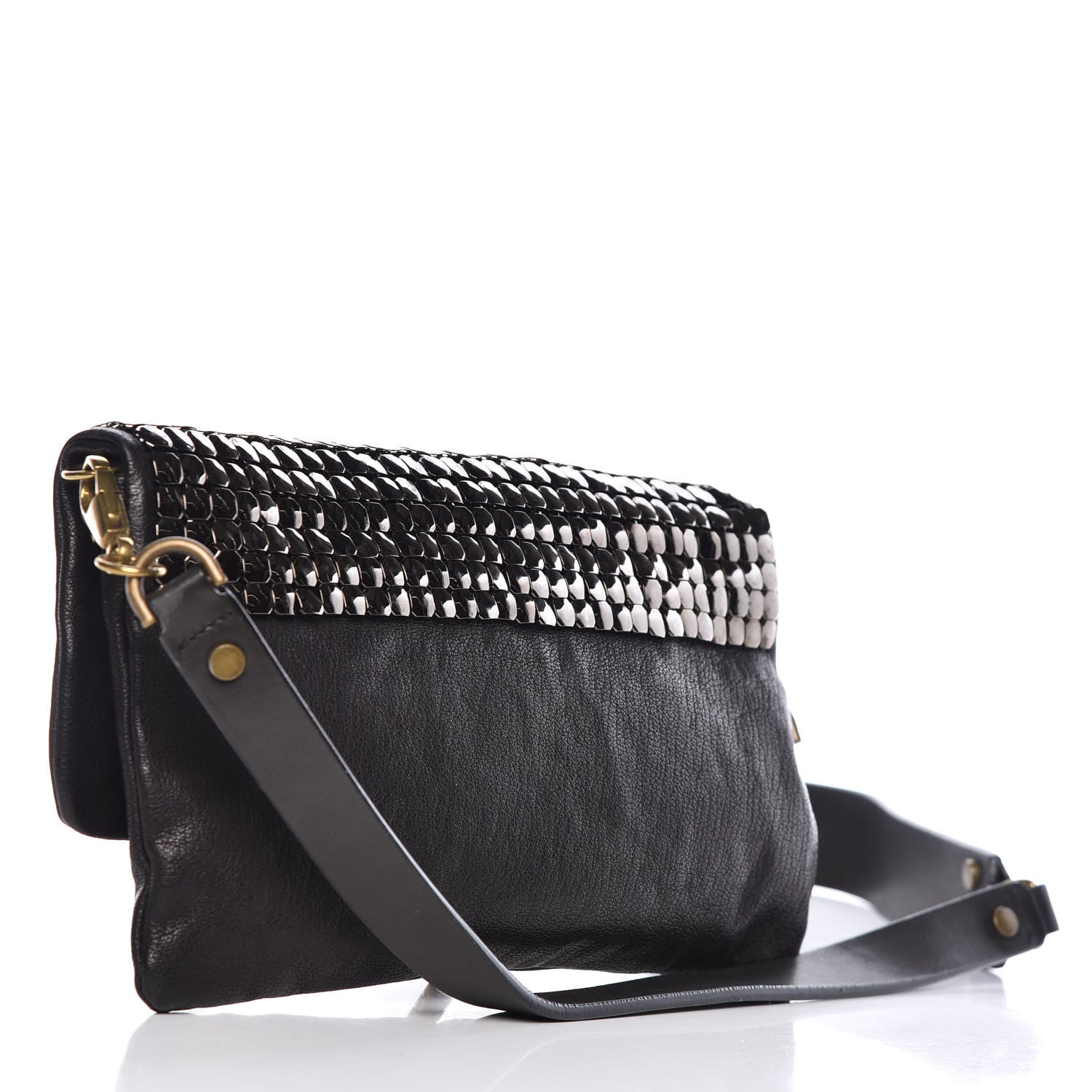 Lanvin Calfskin Studded Shoulder Bag Black 3 of 8