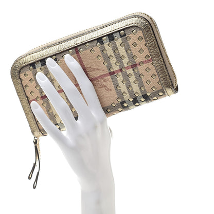 Burberry Metallic Haymarket Check Zip Wallet Gold 2 of 10