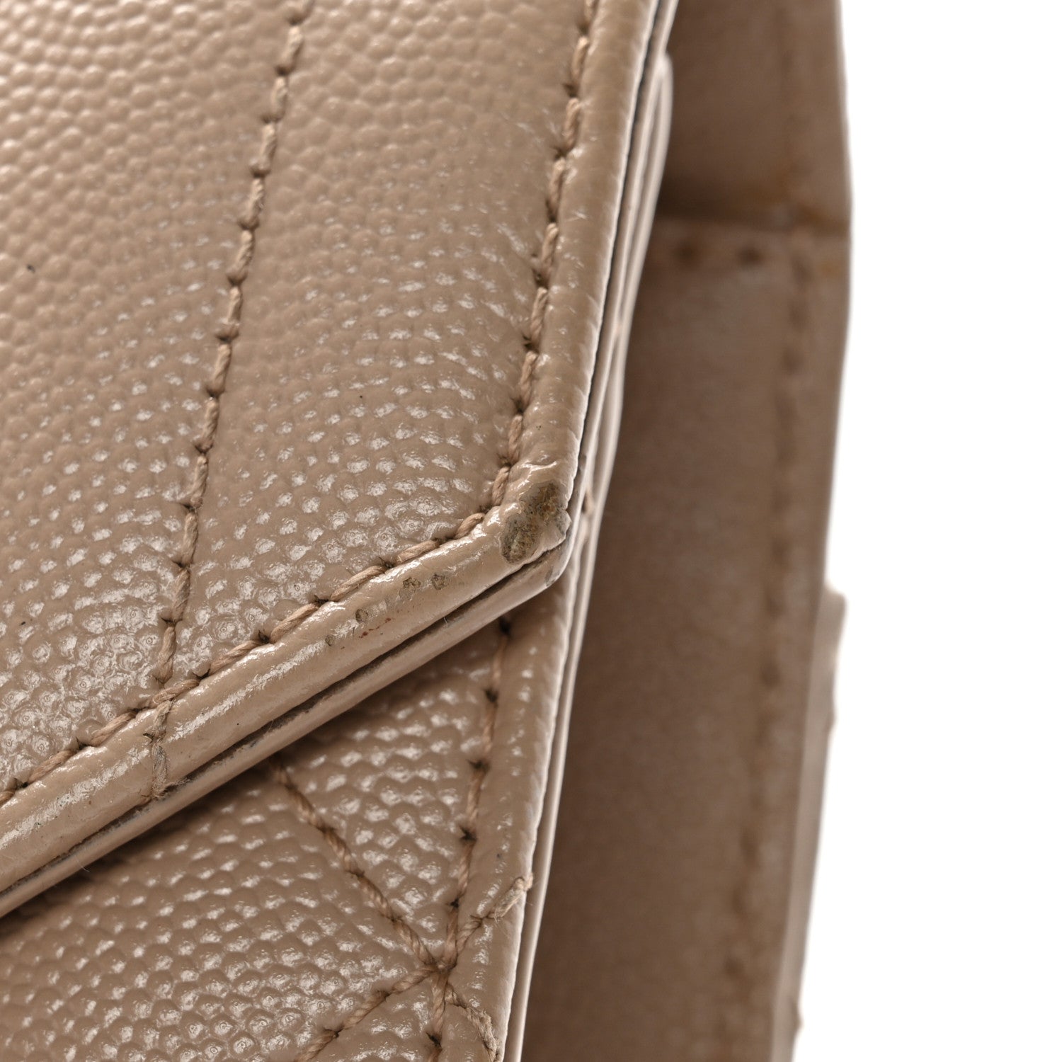 Saint Laurent Grain De Poudre Textured Mixed Matelasse Medium Triquilt Monogram Satchel Dark Beige 13 of 14