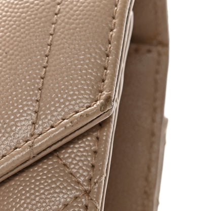 Saint Laurent Grain De Poudre Textured Mixed Matelasse Medium Triquilt Monogram Satchel Dark Beige 13 of 14