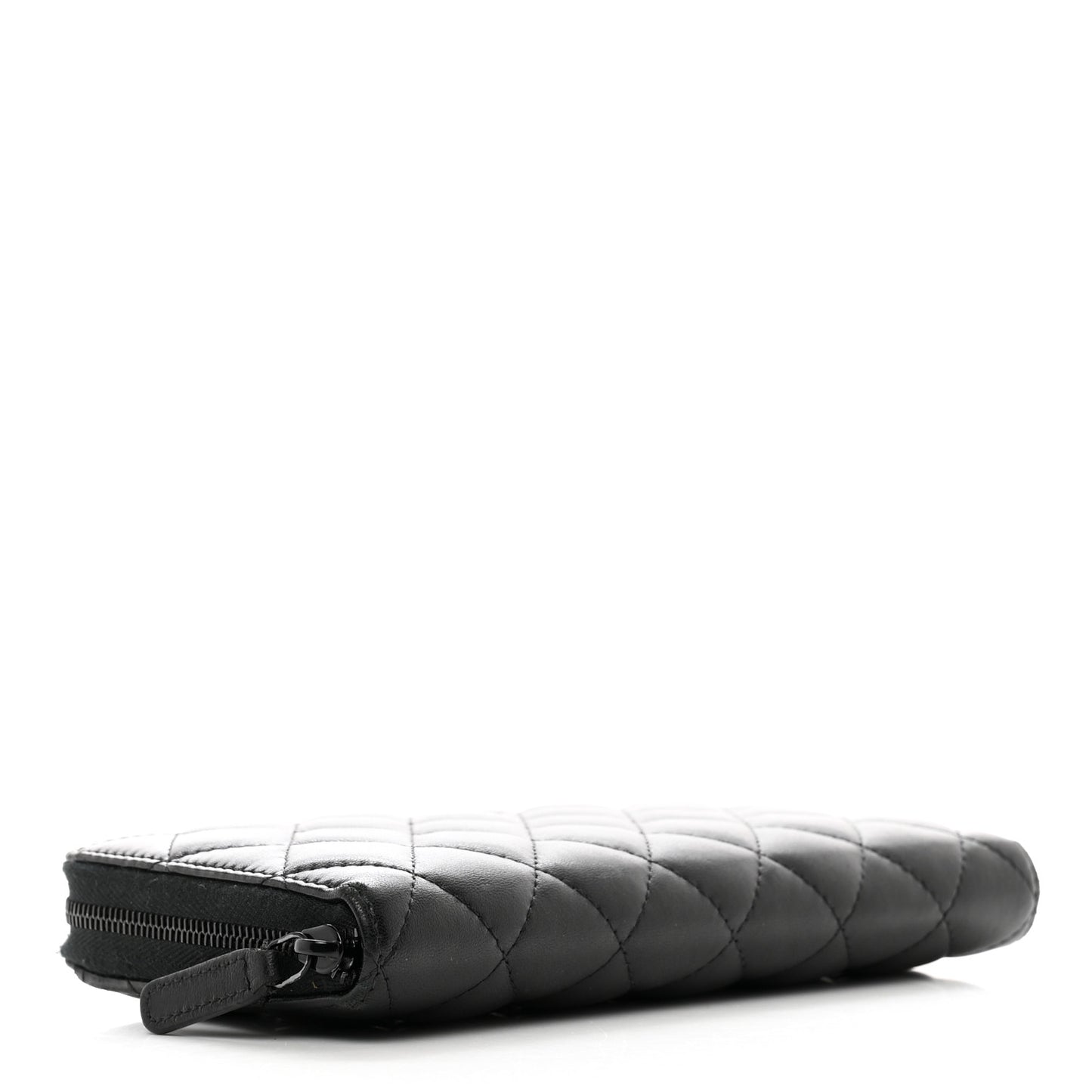 Lambskin Quilted Large Gusset Zip Around Wallet So Black