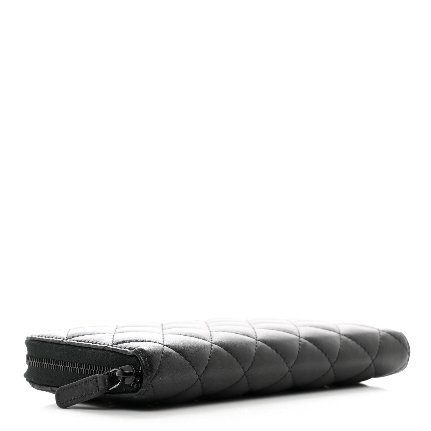 Chanel Lambskin Quilted Large Gusset Zip Around Wallet So Black 4 of 13