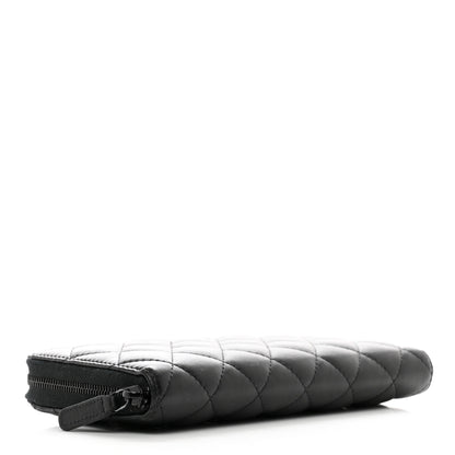 Chanel Lambskin Quilted Large Gusset Zip Around Wallet So Black 4 of 13