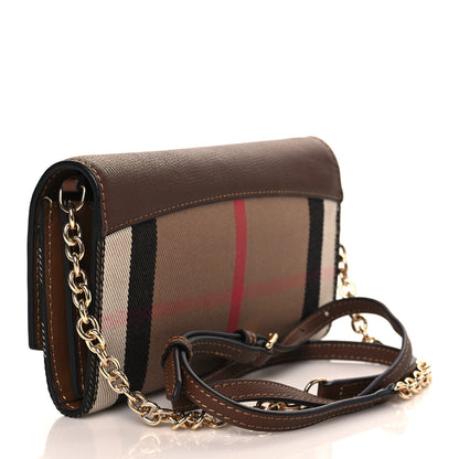 Burberry Derby Calfskin House Check Henley Wallet On Chain Tan 4 of 10