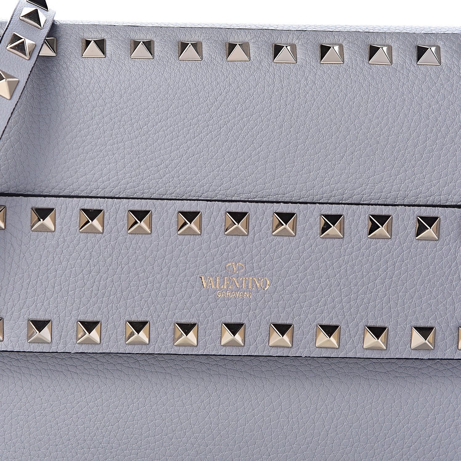 Valentino Garavani Pebbled Calfskin Rockstud Side Slip Crossbody Pastel Grey 7 of 9