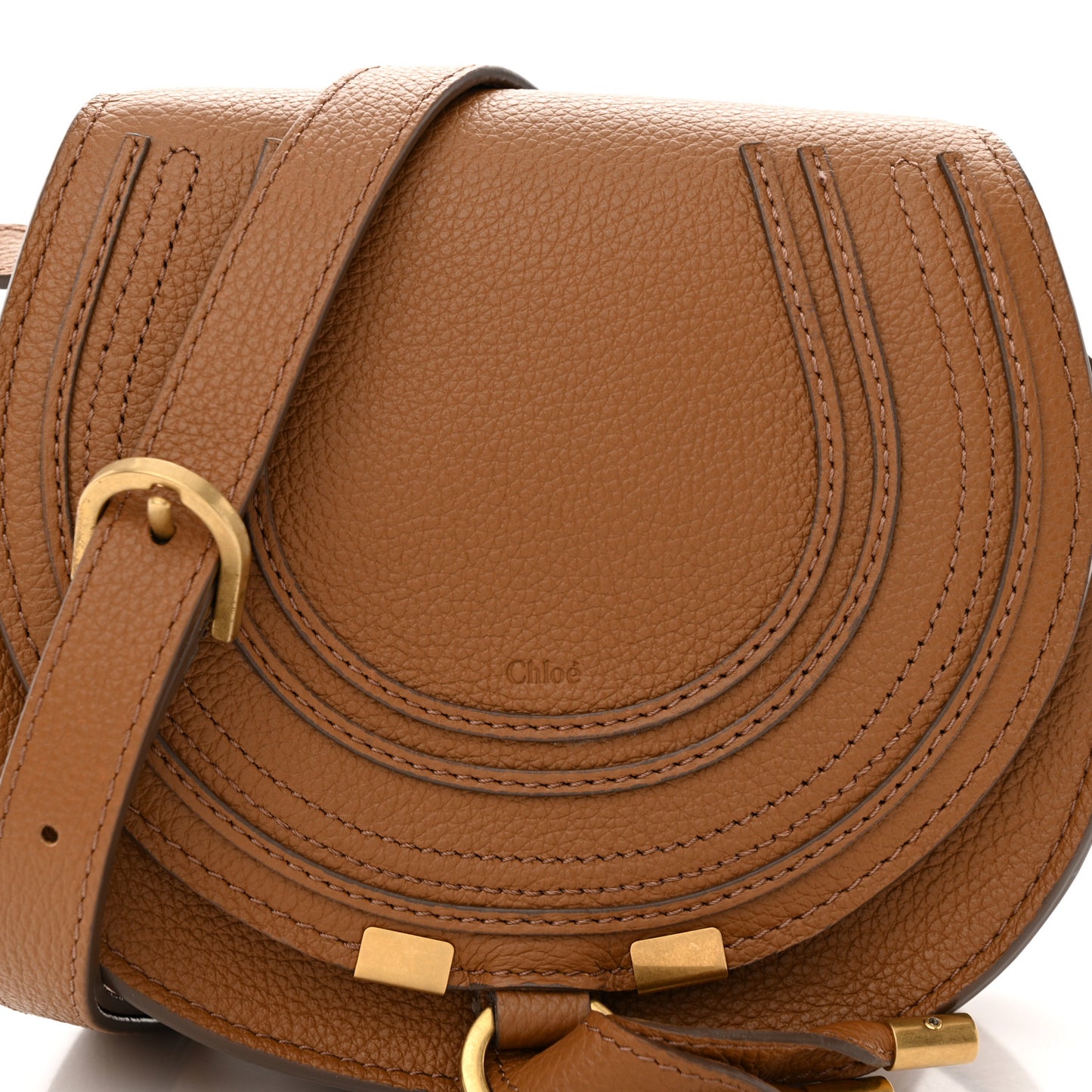 Calfskin Mini Marcie Round Crossbody Bag Tan