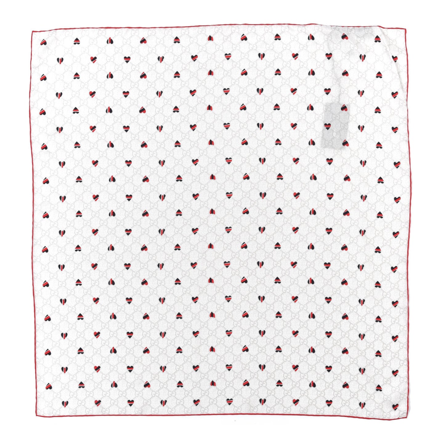 Silk Monogram Heart Square Scarf White