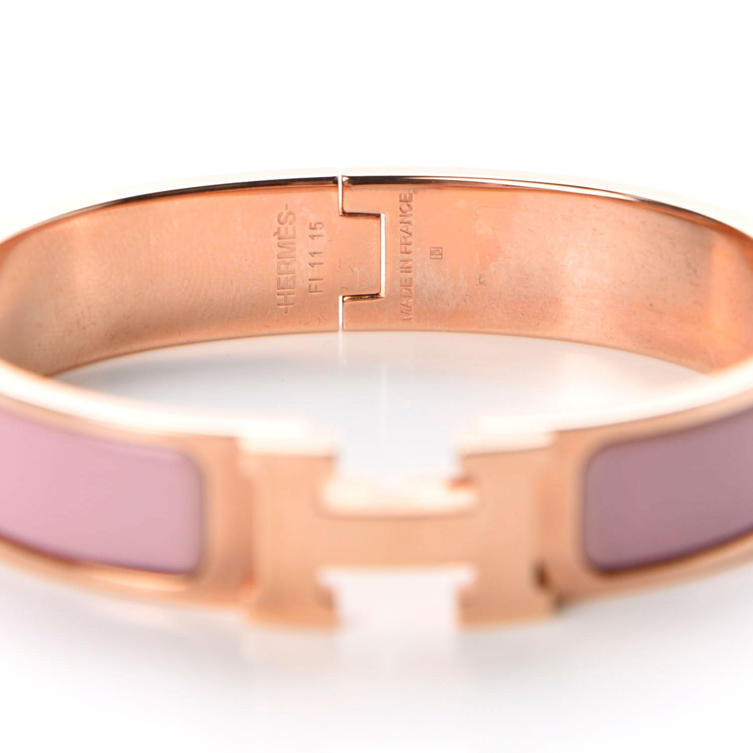 Hermes Enamel Narrow Clic Clac H Bracelet PM Rose Cassata 4 of 5