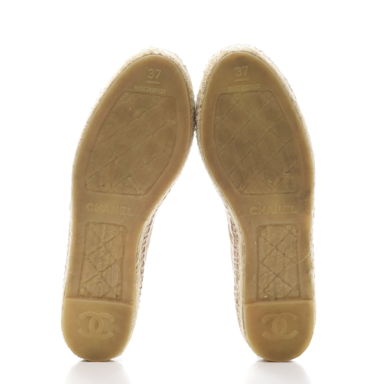 Chanel Lambskin CC Espadrilles 37 Beige Black 5 of 9