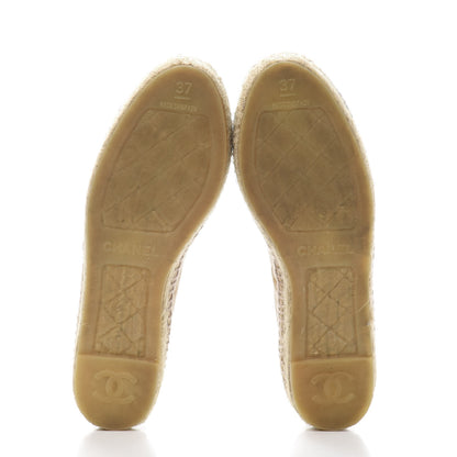 Chanel Lambskin CC Espadrilles 37 Beige Black 5 of 9