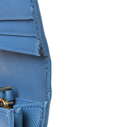 Prada Saffiano Continental Flap Wallet Cobalto 7 of 13