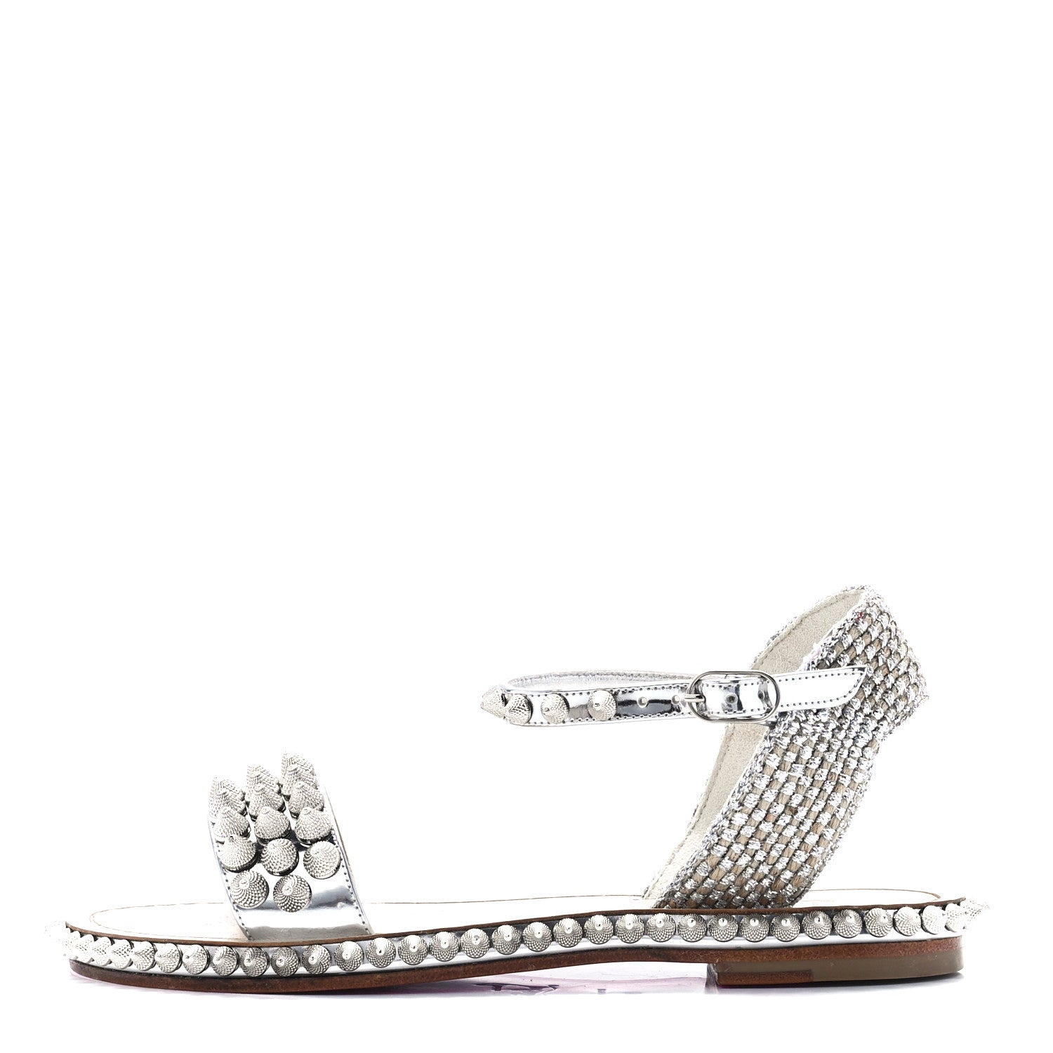 Christian Louboutin Specchio Cordorella Flat Sandals 35 Silver 1 of 8