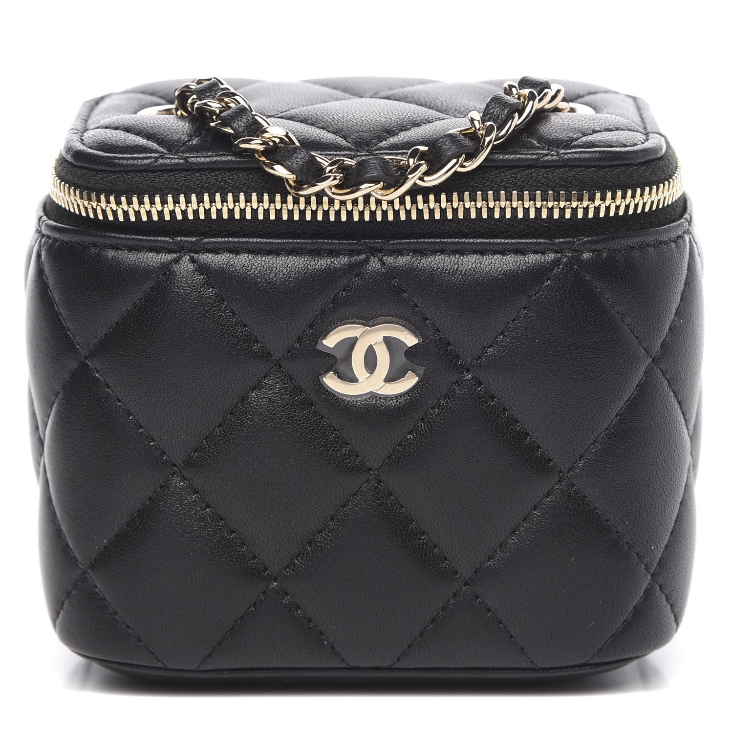 Chanel Lambskin Quilted Mini Vanity Case With Chain Black 1 of 10
