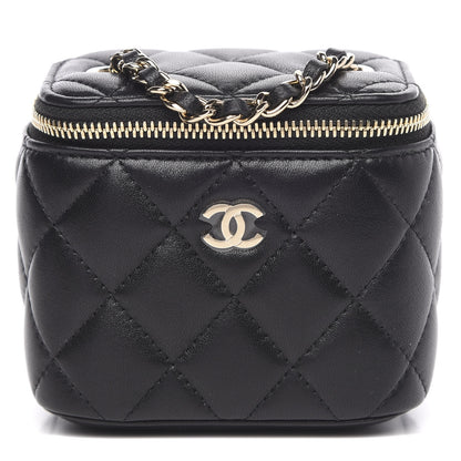 Chanel Lambskin Quilted Mini Vanity Case With Chain Black 1 of 10