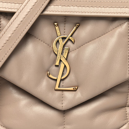 Saint Laurent Lambskin Quilted Small Loulou Puffer Monogram Chain Satchel Dark Beige 8 of 11