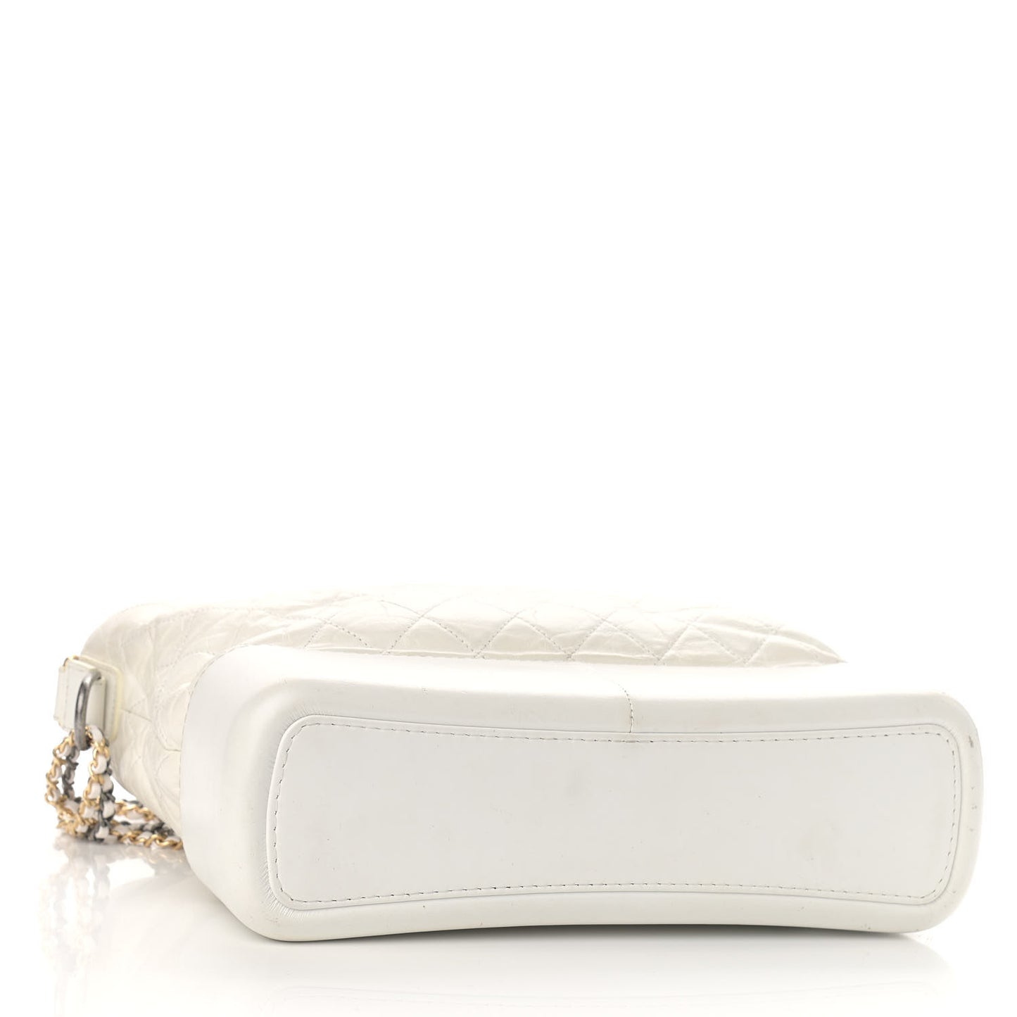 Aged Calfskin Quilted Large Gabrielle Hobo White