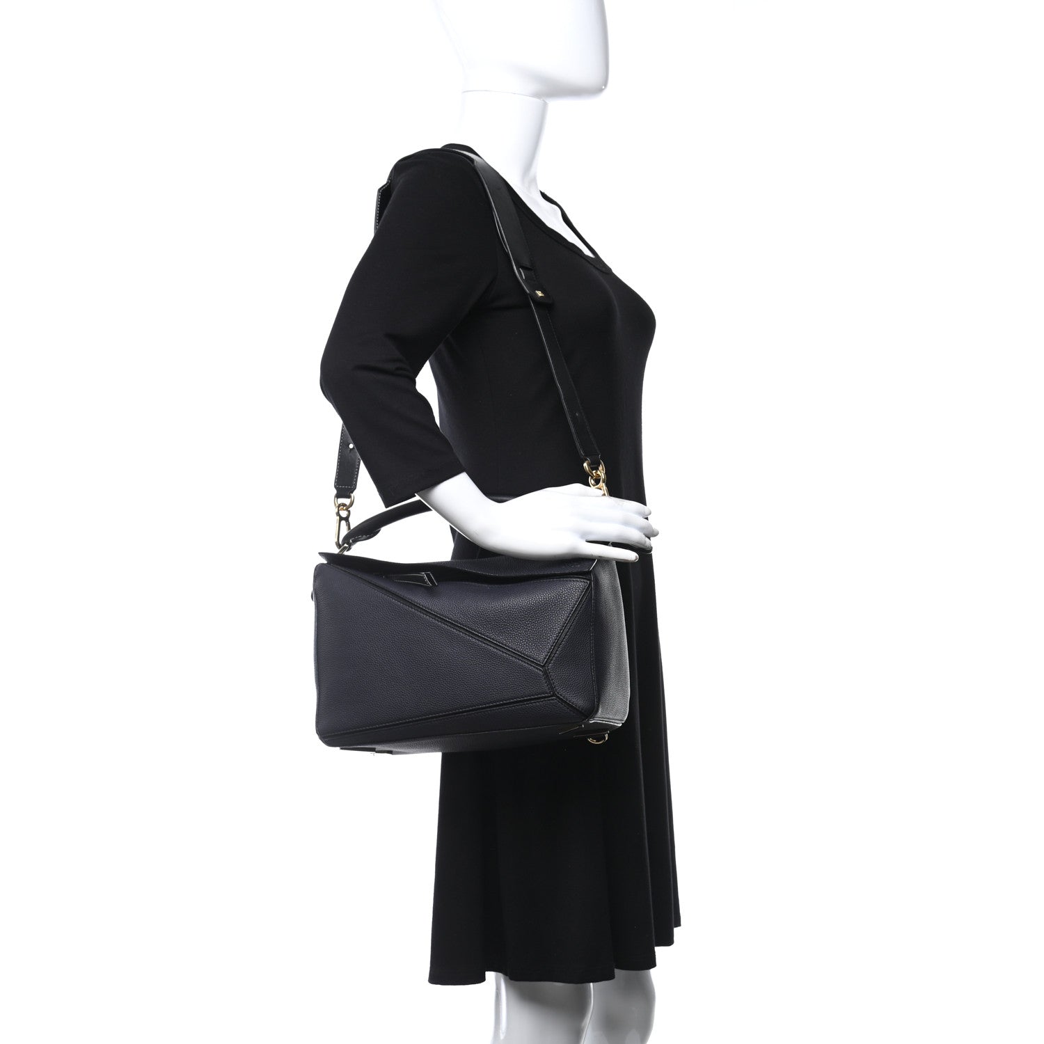 Loewe Calfskin Medium Puzzle Bag Midnight Blue Black 2 of 11