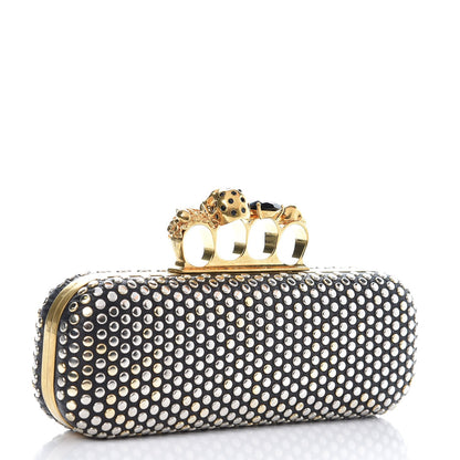 Alexander McQueen Lambskin Studded Skull Knuckle Box Clutch Black 3 of 17