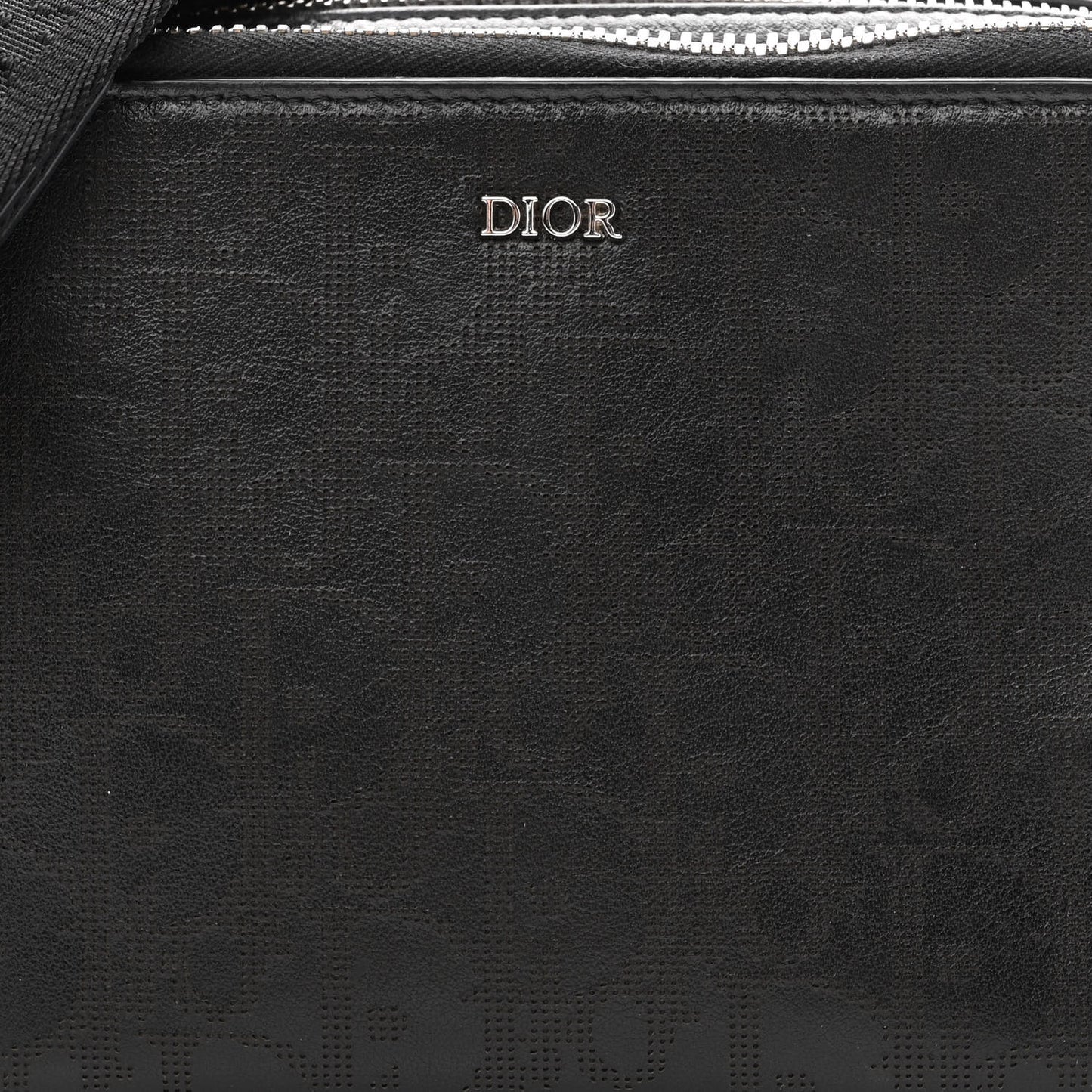 Calfskin Oblique Galaxy Perforated Messenger Black Multicolor