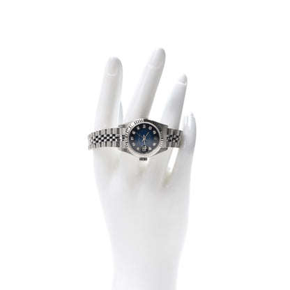 Rolex Stainless Steel 18K White Gold Diamond 26mm Oyster Perpetual Datejust Watch Blue Gradient 79174 2 of 6