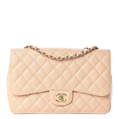 Chanel Caviar Quilted Jumbo Single Flap Beige Clair 1 of 14
