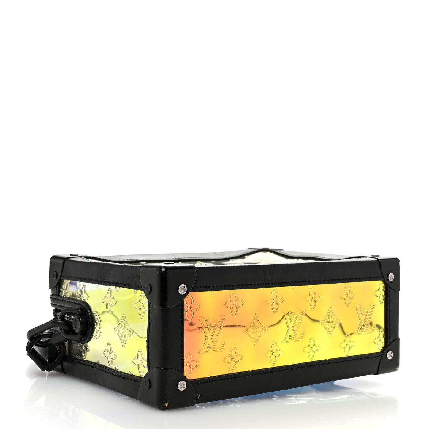 Calfskin PVC Monogram Solar Ray Soft Trunk Iridescent Prism Black