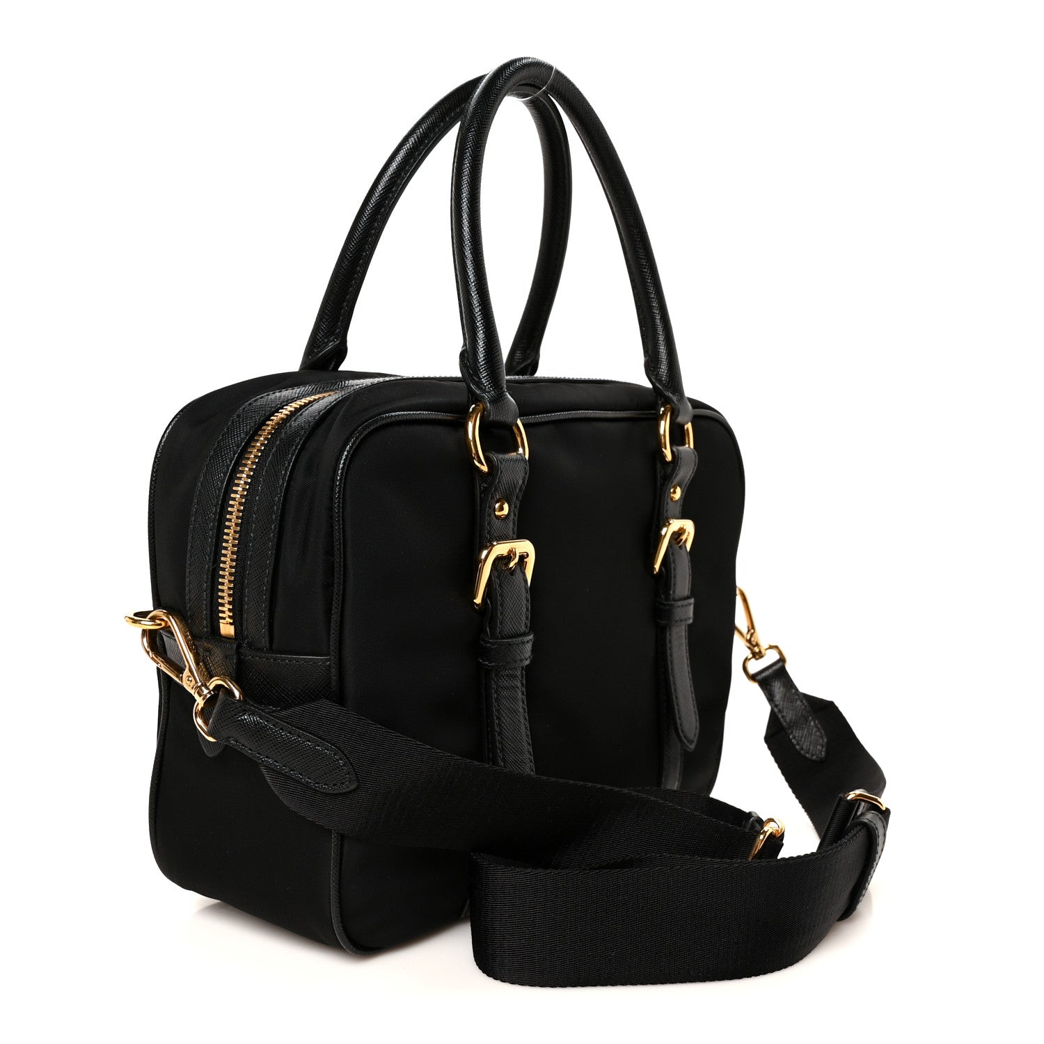Prada Tessuto Nylon Saffiano Bauletto Black 3 of 10