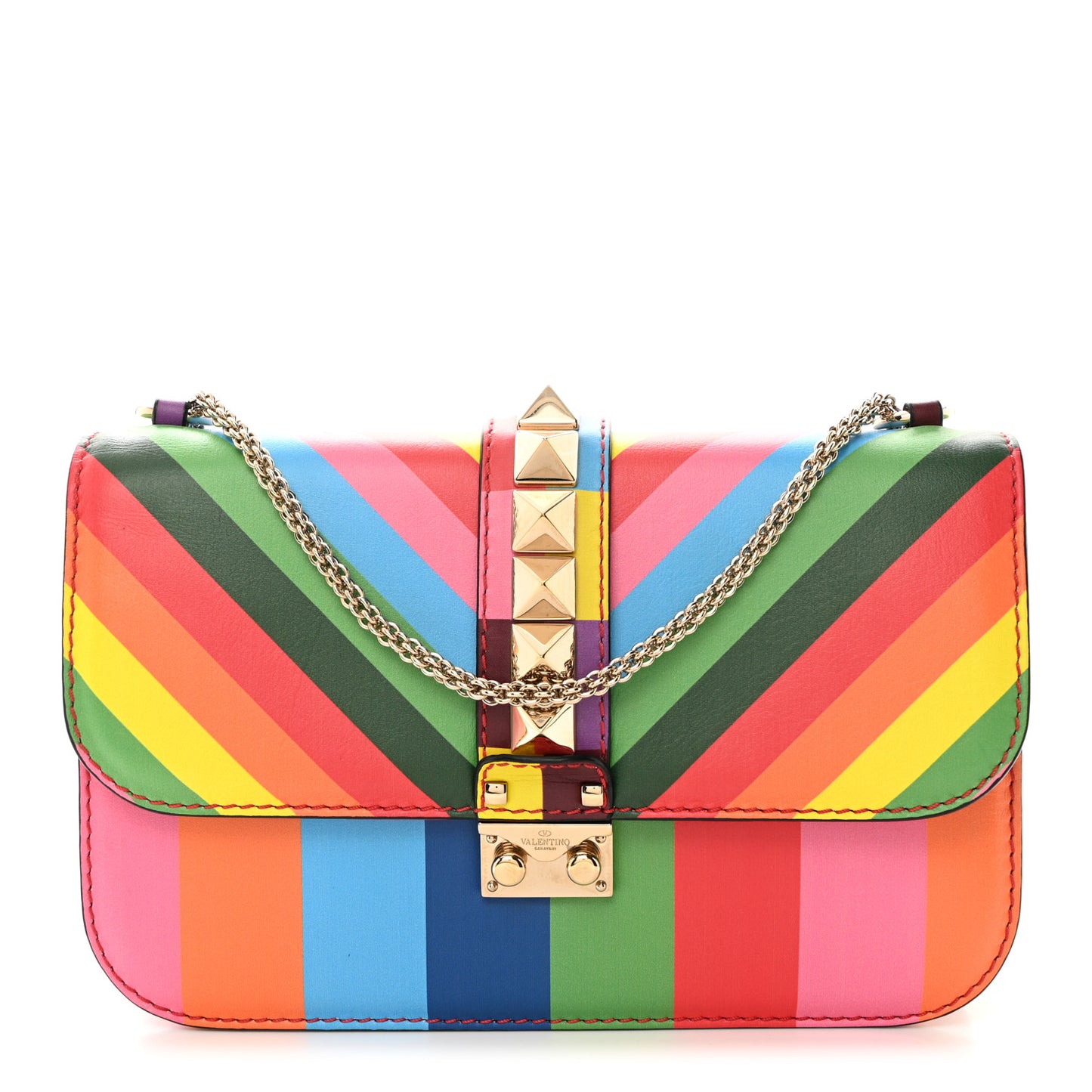 Vitello 1973 Medium Glam Lock Rockstud Flap Multicolor
