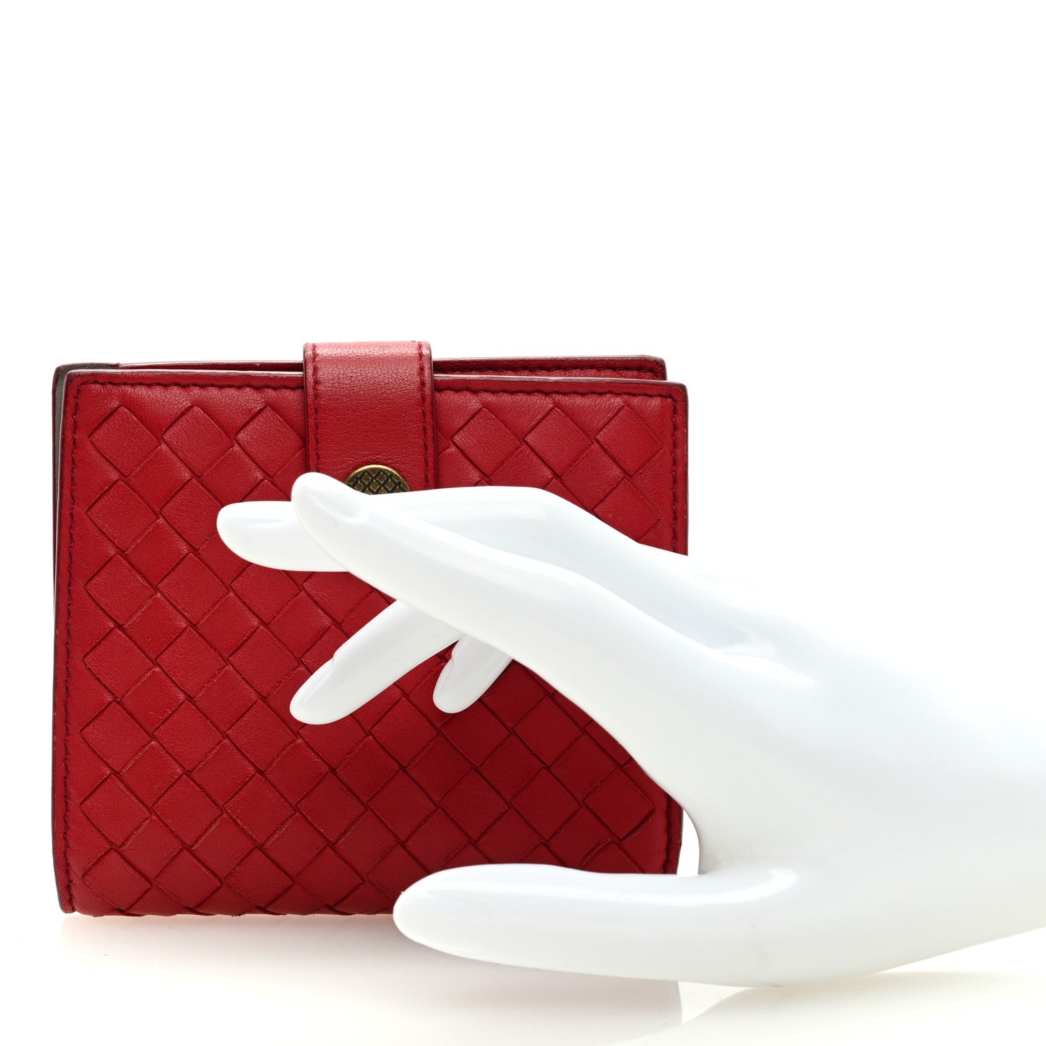 Bottega Veneta Nappa Intrecciato Tri-Fold Wallet Red 2 of 6