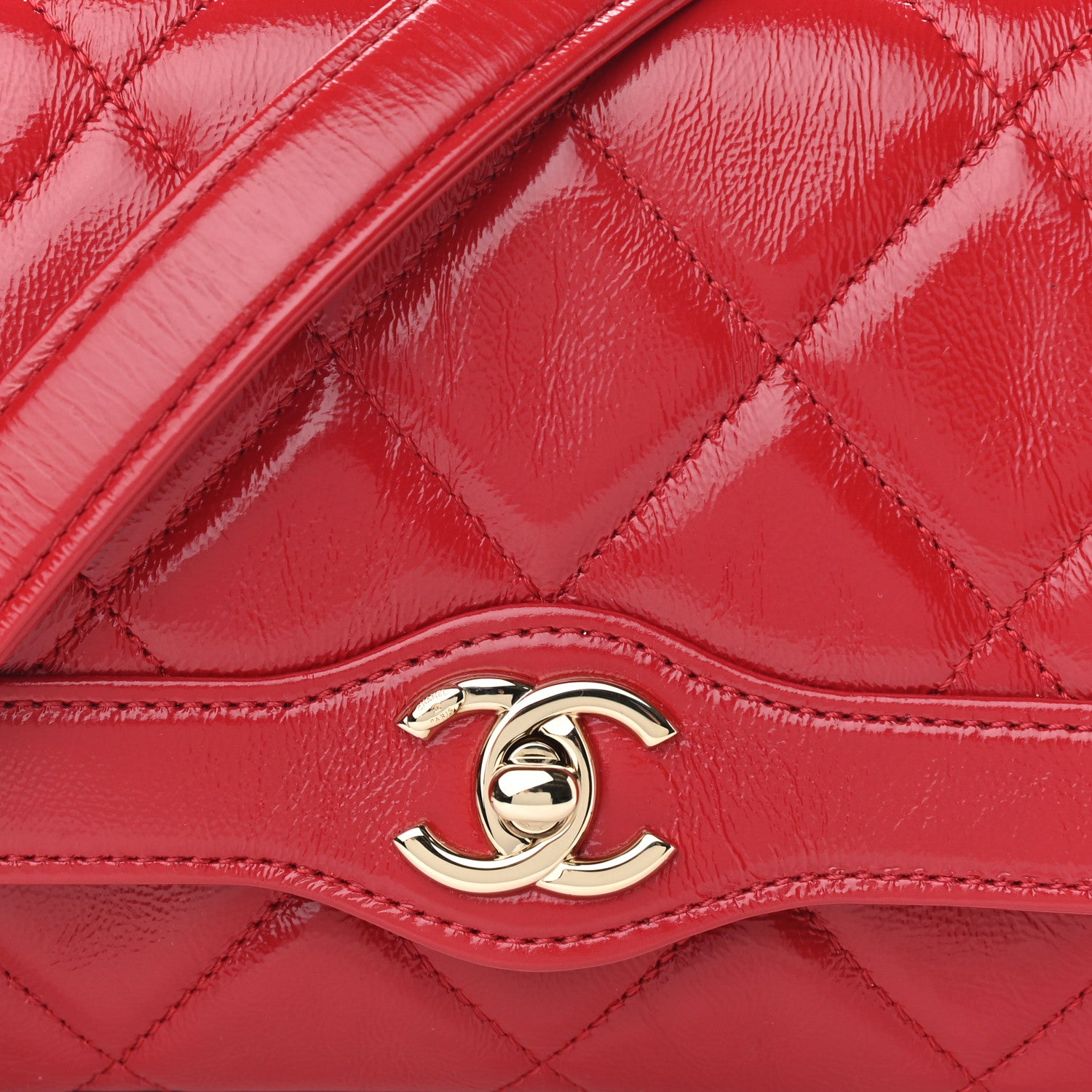 Chanel Crumpled Glazed Lambskin Quilted Mini Flap Red 8 of 11
