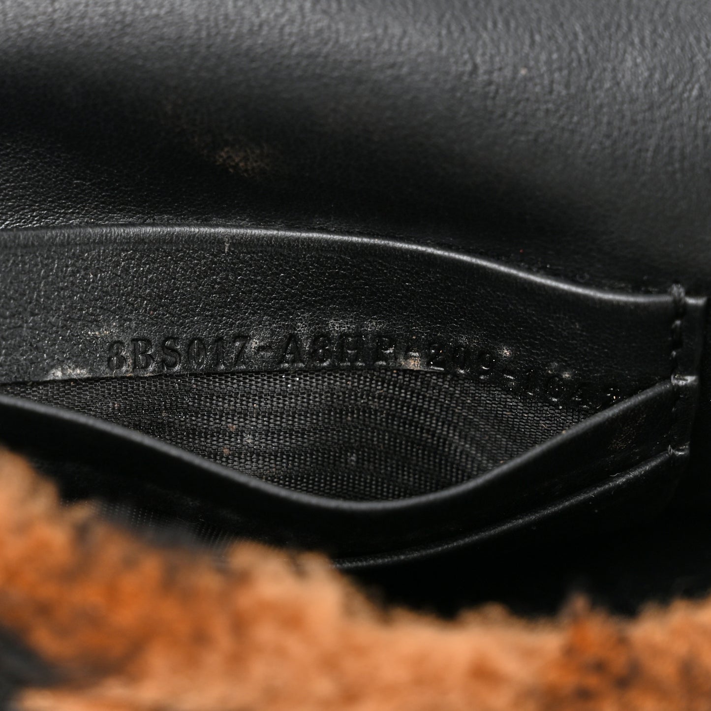 Shearling Vitello Dolce Macro FF 1974 Mini Baguette Tobacco Black