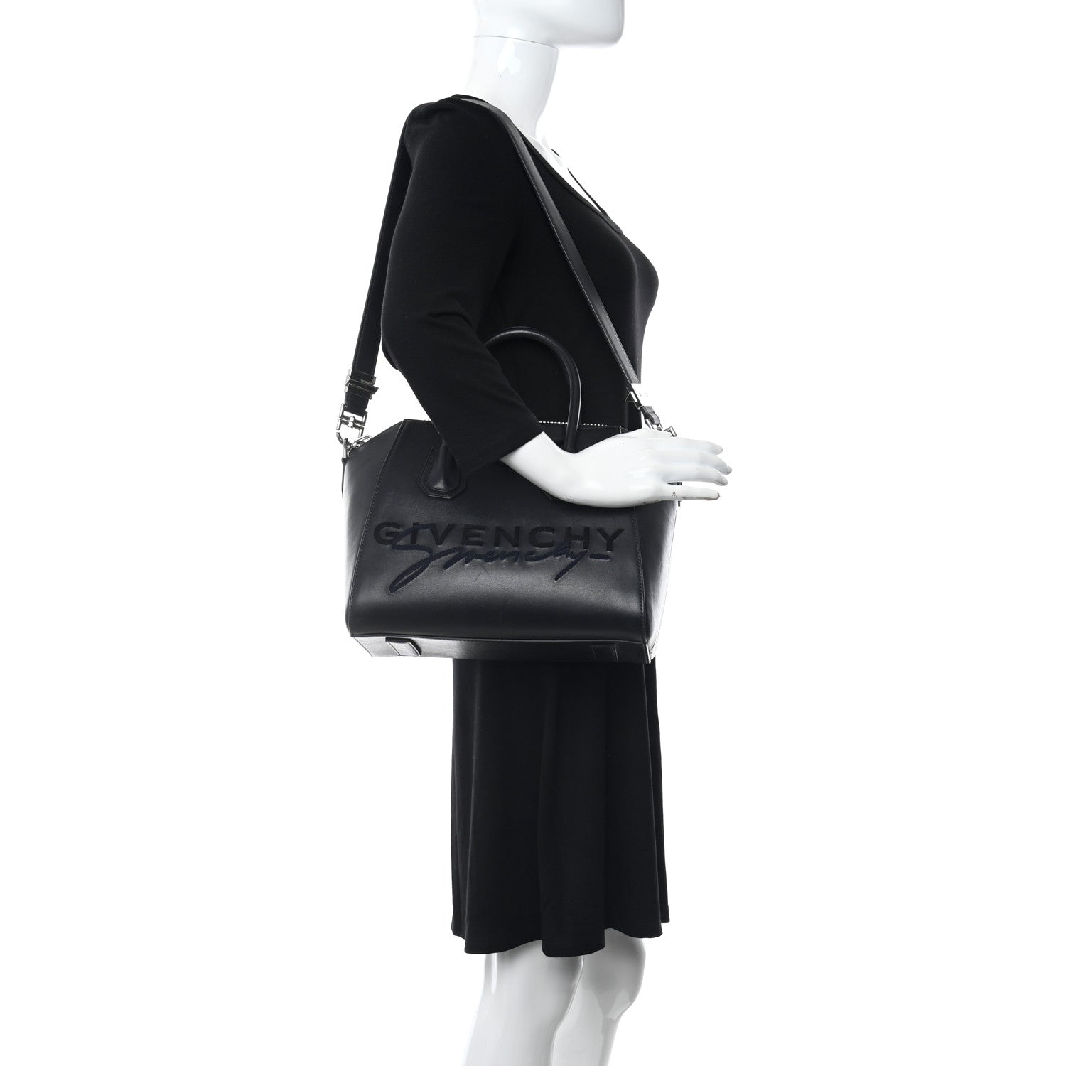 Givenchy Calfskin Signature Logo Small Antigona Black 2 of 10