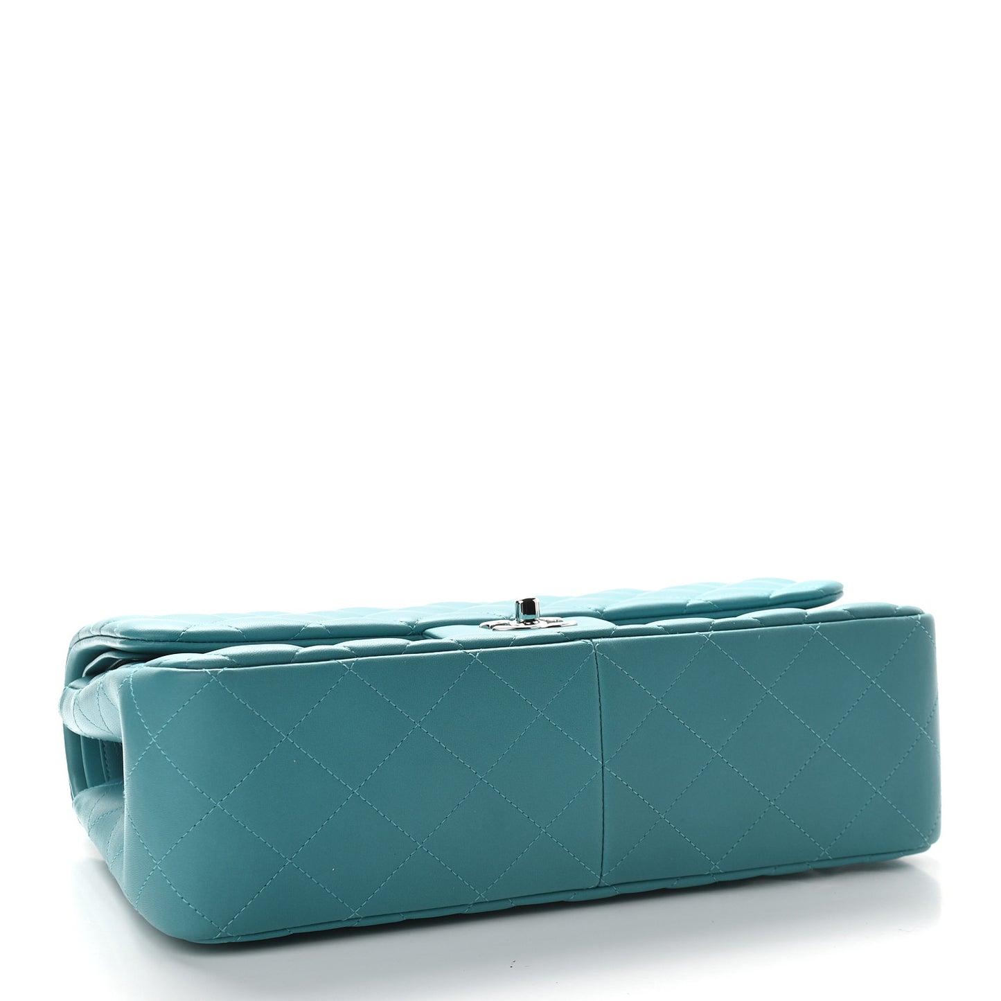 Lambskin Quilted Jumbo Double Flap Turquoise