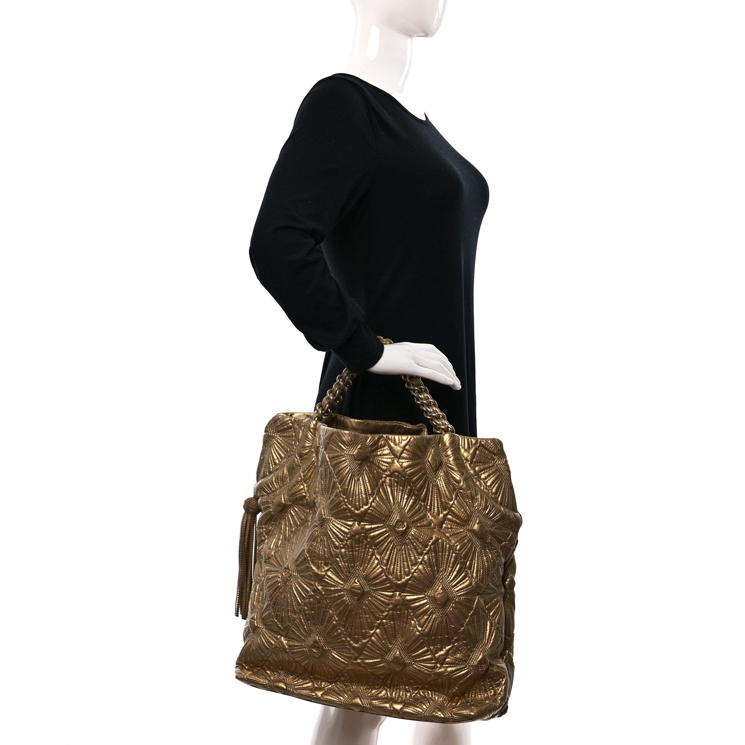 Chanel Calfskin Embroidered Ca D'Oro Tote Gold 2 of 9
