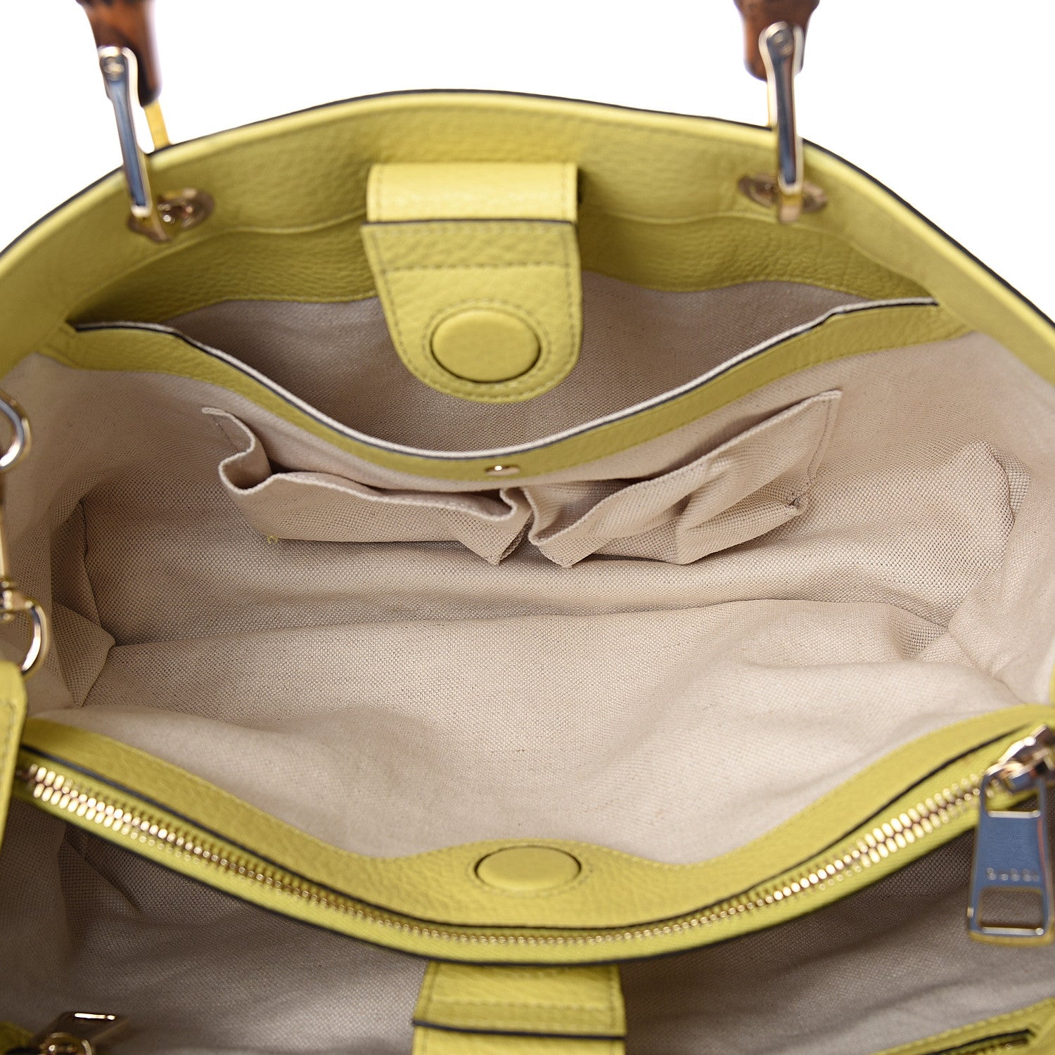 Gucci Pebbled Calfskin Medium Bamboo Shopper Tote Citrus 4 of 9