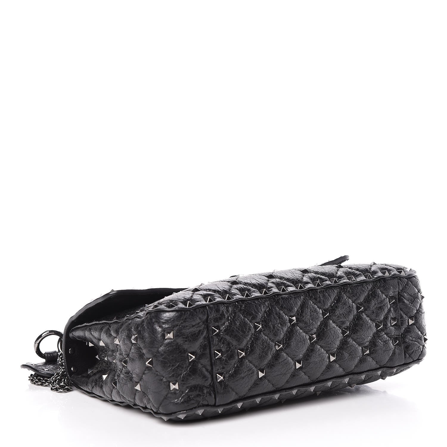 Valentino Garavani Craquele Nappa Medium Rockstud Spike Shoulder Bag Black 4 of 11