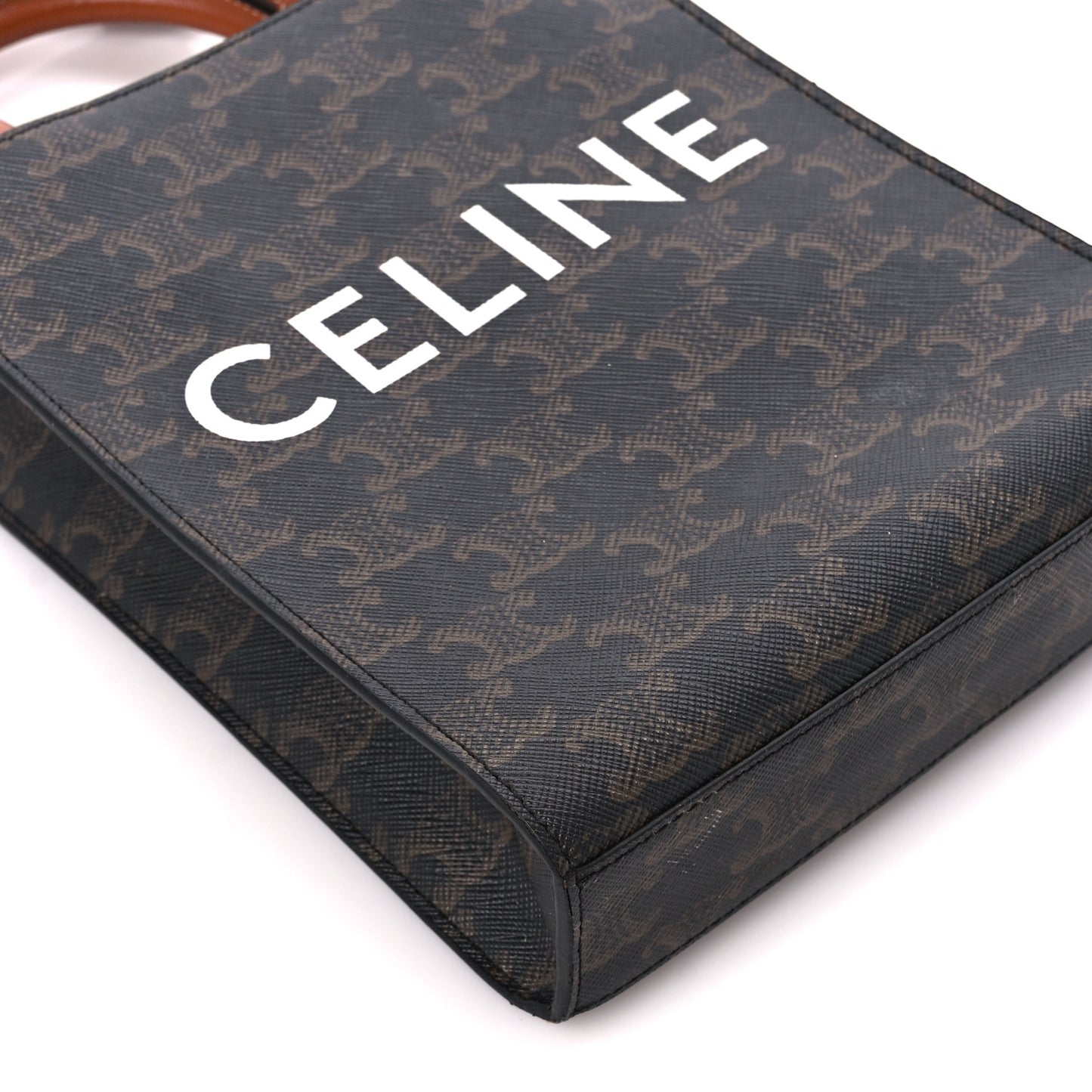 Triomphe Canvas Calfskin Mini Vertical Cabas Tan