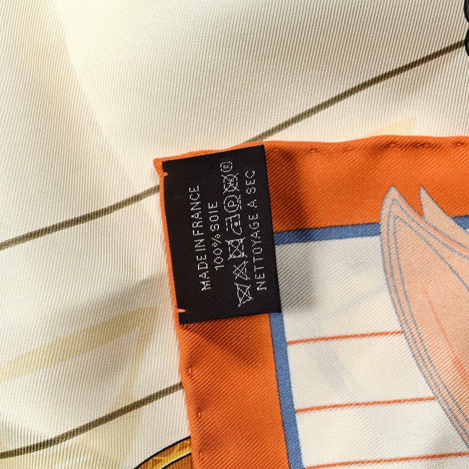 Hermes Silk Tous En Selle Scarf Orange Cjit Creme 2 of 4