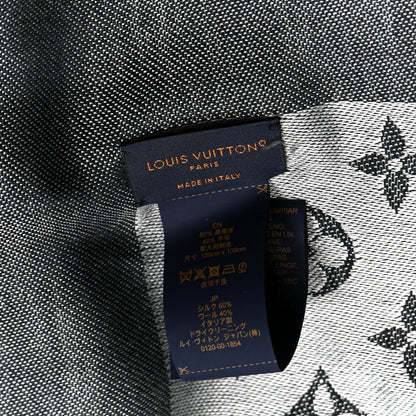 Louis Vuitton Silk Lurex Wool Monogram Shine Shawl Black 3 of 5