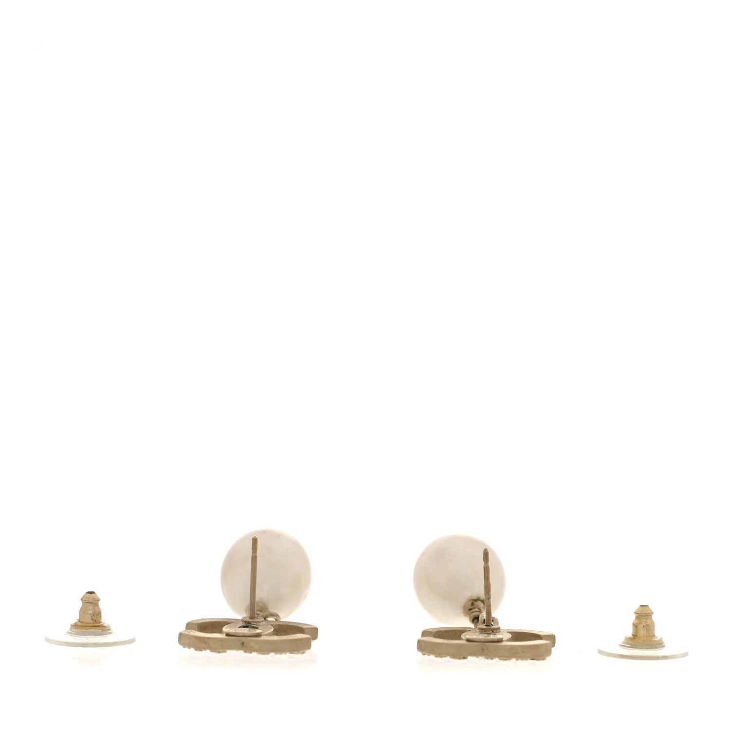 Chanel Pearl CC Drop Earrings Light Gold 3 of 6