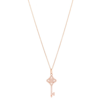 Tiffany 18K Rose Gold Diamond Mini Victoria Key Pendant Necklace 1 of 6