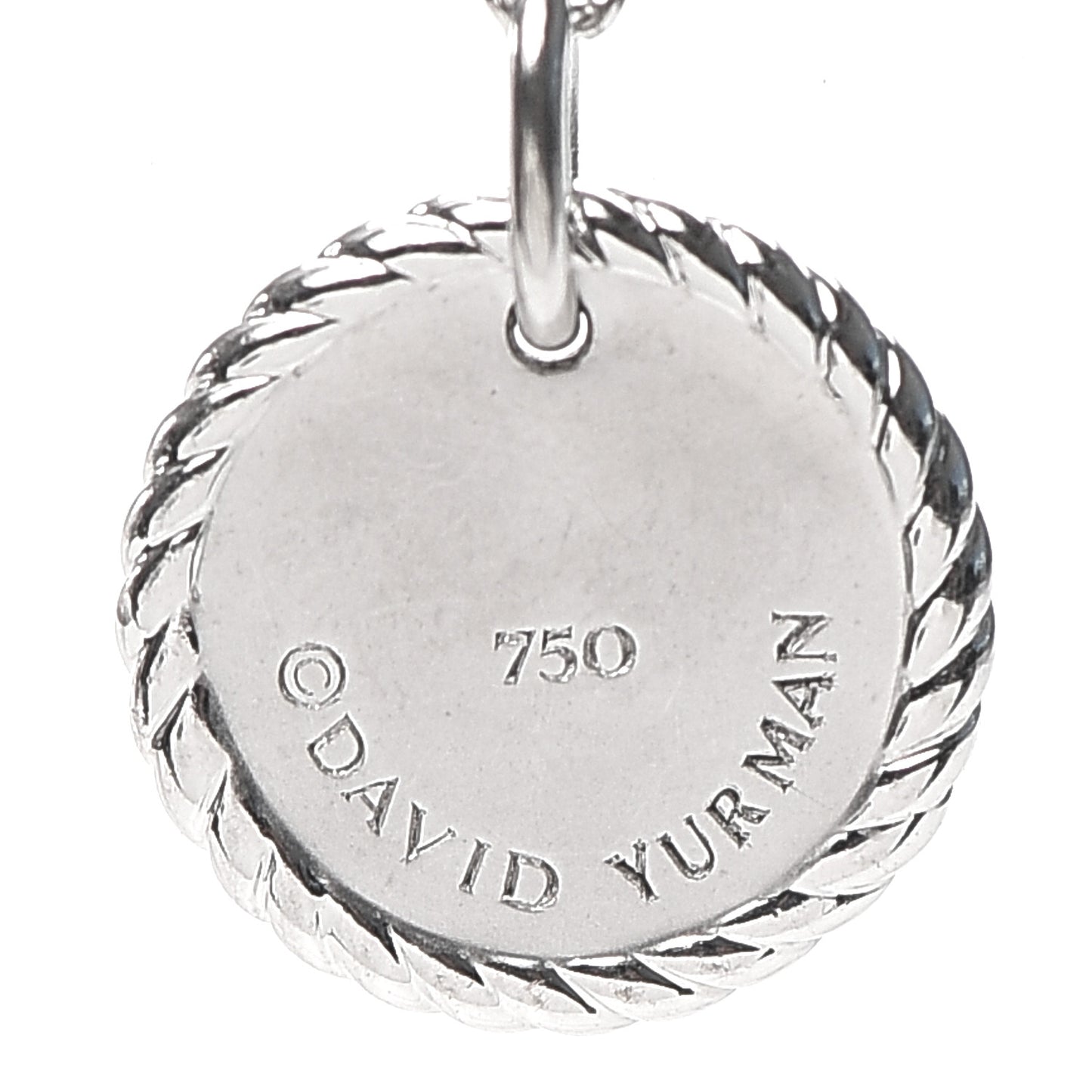 18K White Gold Diamond Cable Collectibles Pave Charm Pendant Necklace