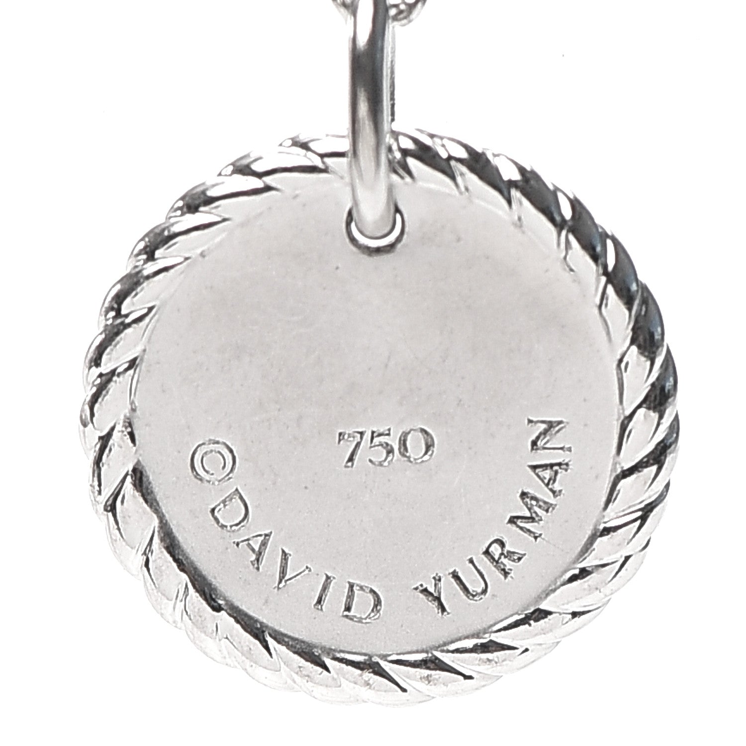 David Yurman 18K White Gold Diamond Cable Collectibles Pave Charm Pendant Necklace 6 of 6