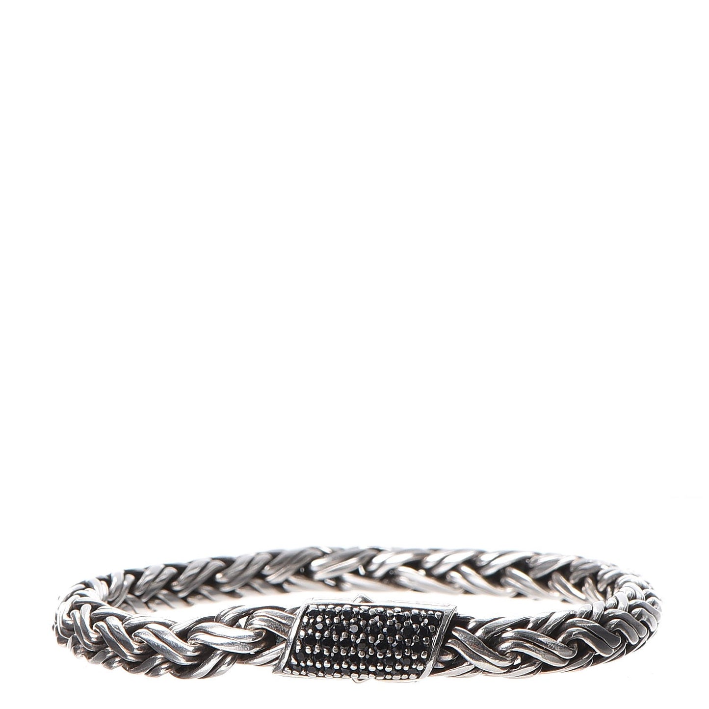 Sterling Silver Black Sapphire Classic Chain Braided Bracelet