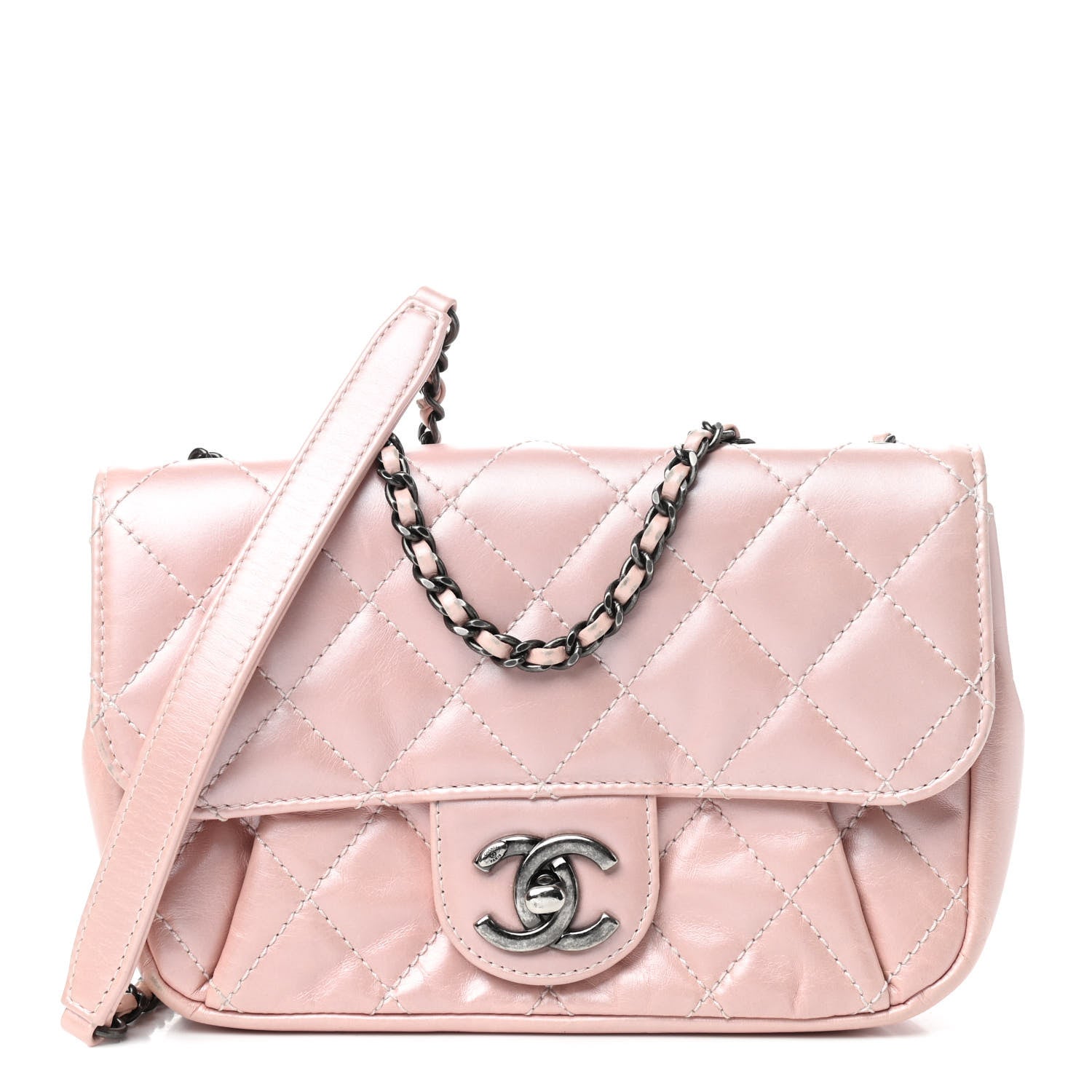 Chanel Glazed Calfskin Quilted Mini Coco Pleats Flap Pink 1 of 10